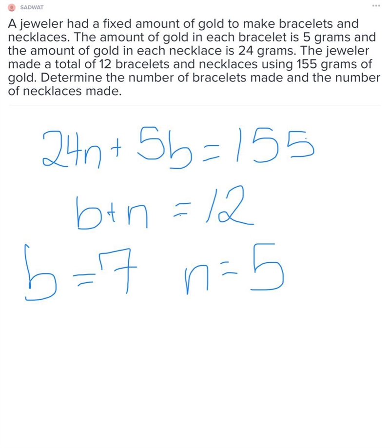 A jeweler had a fixed amount of gold to make bracelets and necklaces. The amount of-example-1