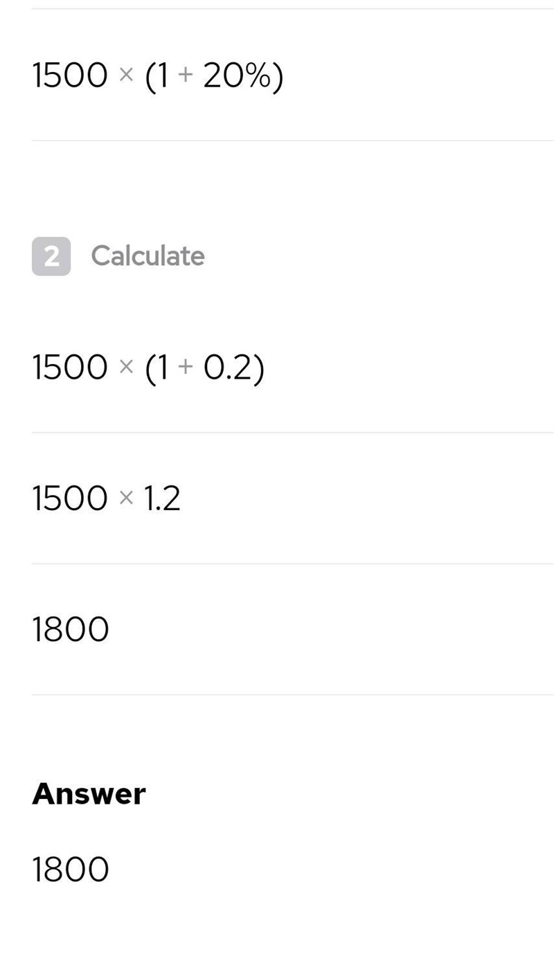 A cell phone cost 1500.00 last month had a 20% increase. how much did this phone cost-example-1