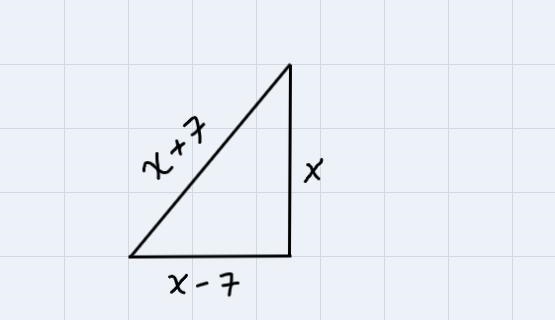 The shorter leg of a right triangle is 7 cm shorter than the longer leg. The hypotenuse-example-1