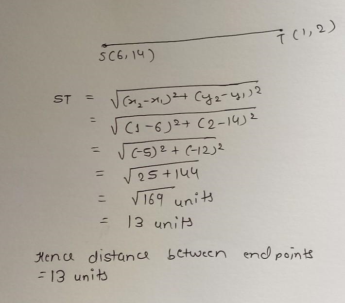 Question 8 Segment ST has endpoints of S(6, 14) and T(1, 2). What is the distance-example-1