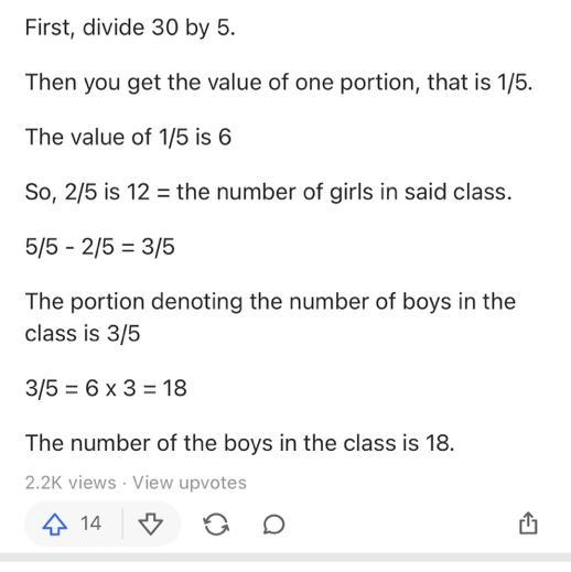 In a school election, 2/5 of the 30 candidates are girls and the rest are boys. How-example-1