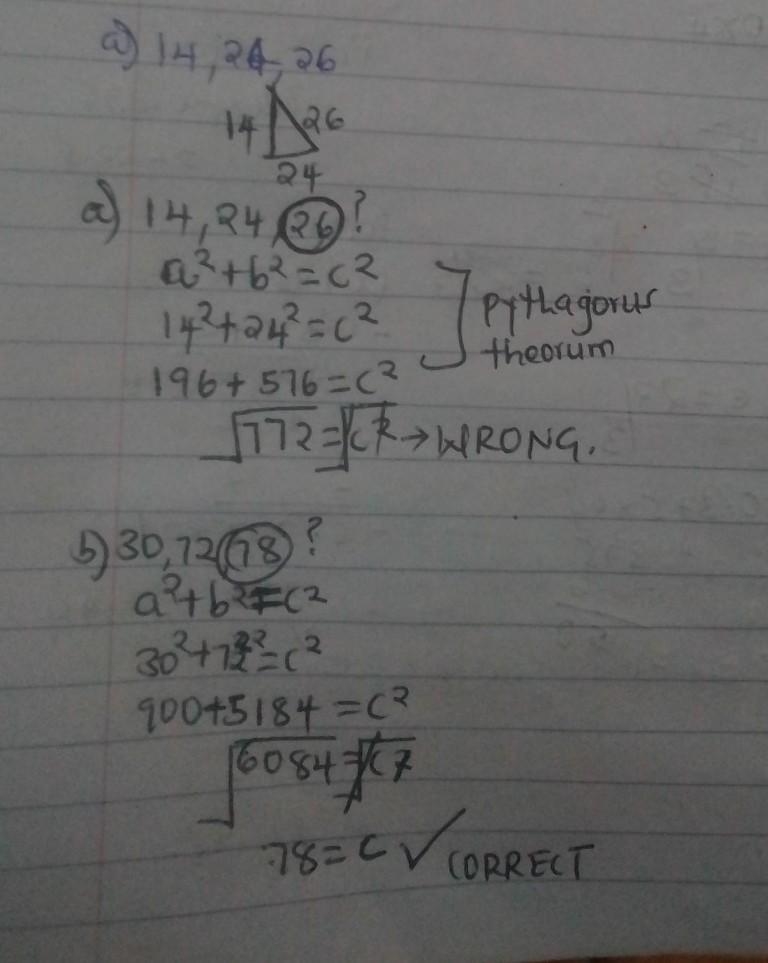 Determine sheathed the given lengths can be sides of a right triangle . The length-example-1