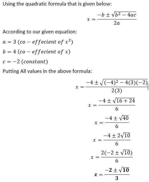 The Quadratic Formula, x equals negative b plus or minus the square root of b squared-example-1