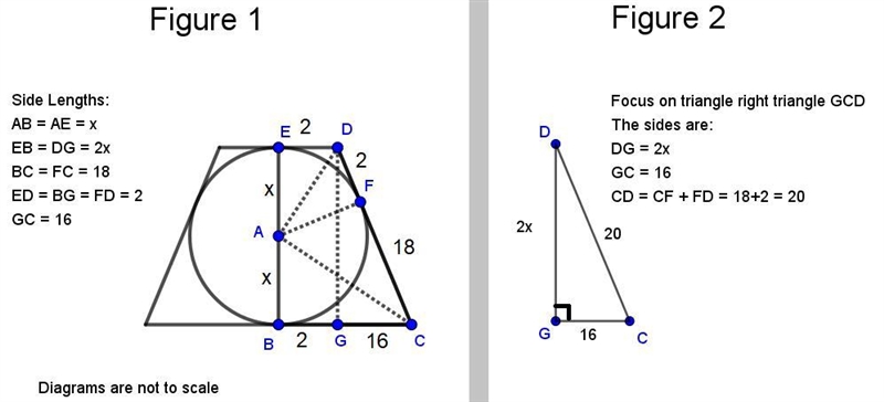 A truncated cone has horizontal bases with radii 18 and 2. A sphere is tangent to-example-1