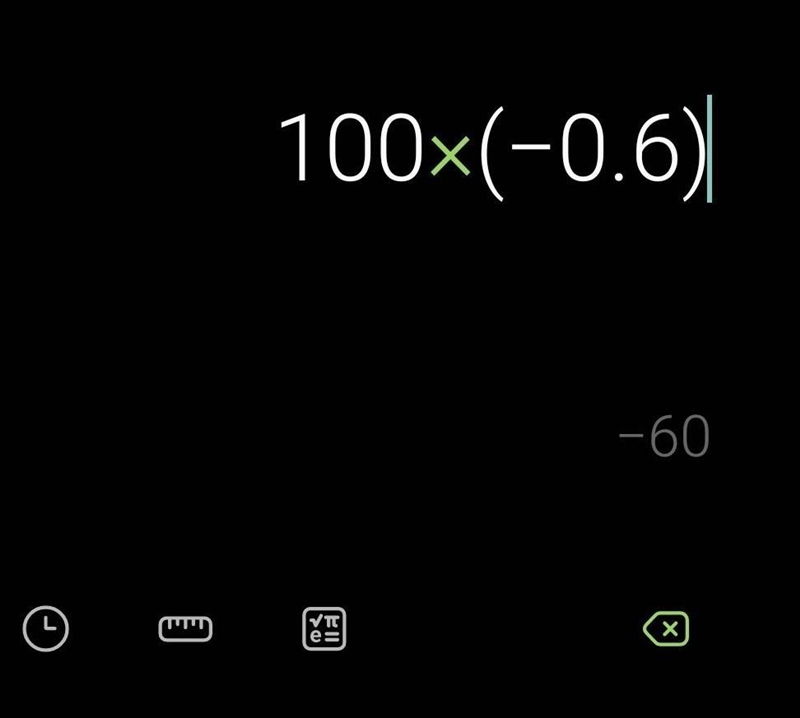 The steps to simplify the expression -100 ÷ 3 x (-0.6) are shown.-example-1