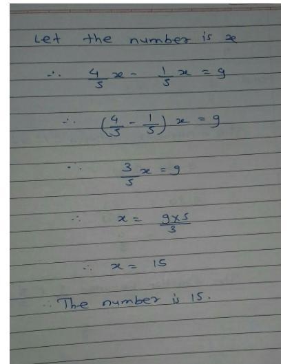 one fifth of a number is subtracted from four fifth of the same number if result is-example-1