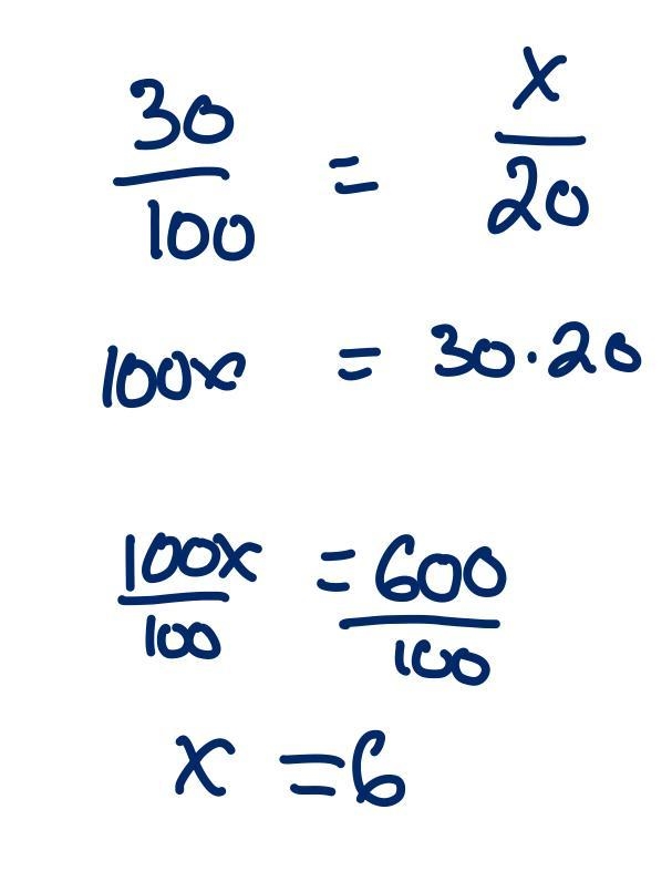 What is 30% of 20? Please help-example-1