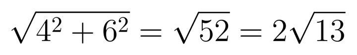 The leg lengths of a right triangle are 4 cm and 6 cm. What is the length of the missing-example-1