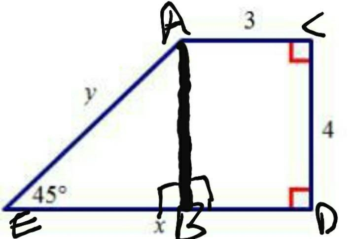 Find the value of x and the value of y-example-1