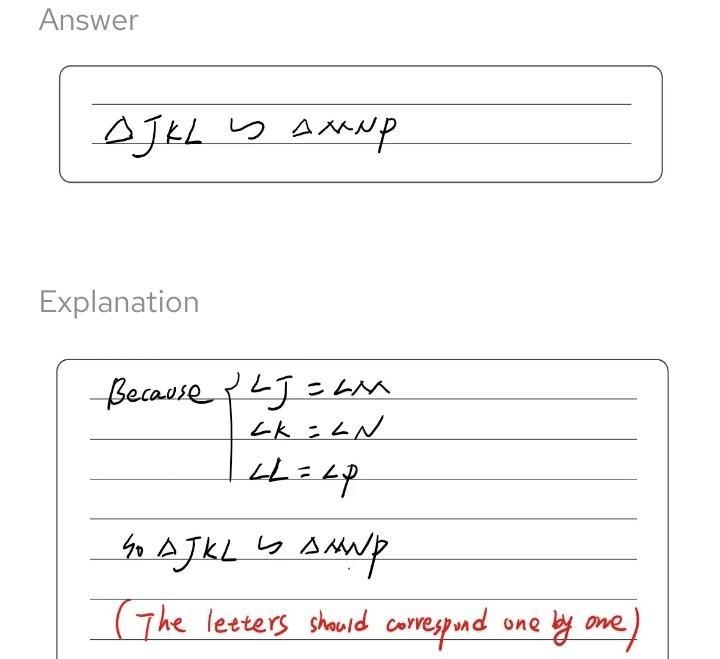 The triangles are similar. Write a similarity statement for the triangles.-example-1