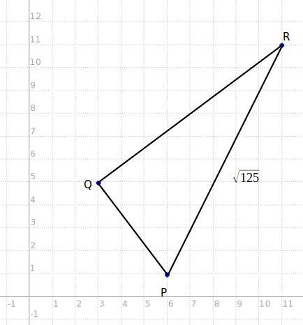 The vertices of PQR are P(6, 1), Q(3,5), and R(11, 11). The length of segment PR is-example-1