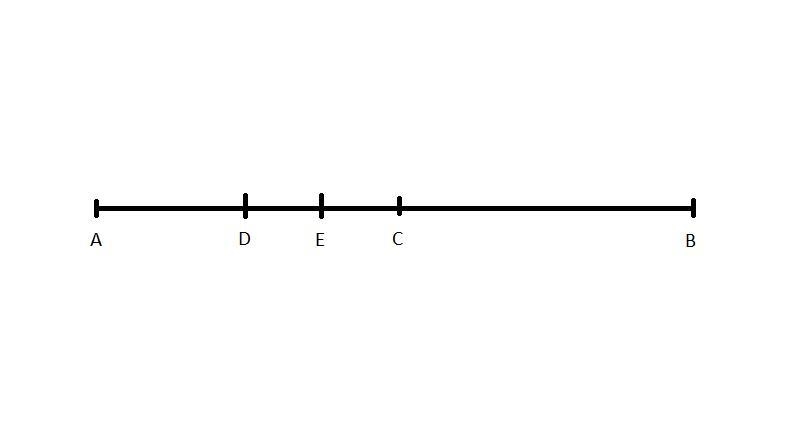 Given C is the midpoint of line AB, D is the midpoint of line AC, and E is the midpoint-example-1