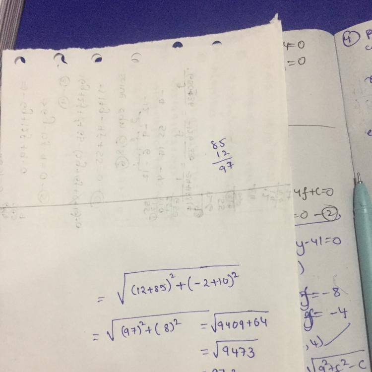 Find the distance between (-85, -10) and (12, -2).-example-1