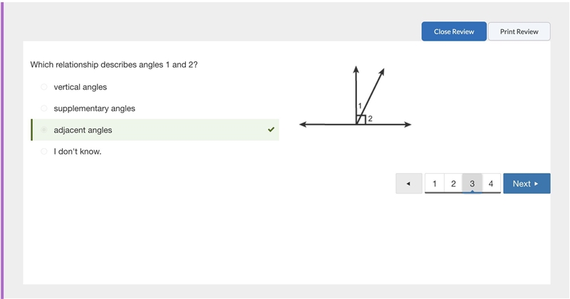 Which relationship describes angles 1 and 2? vertical angles supplementary angles-example-1