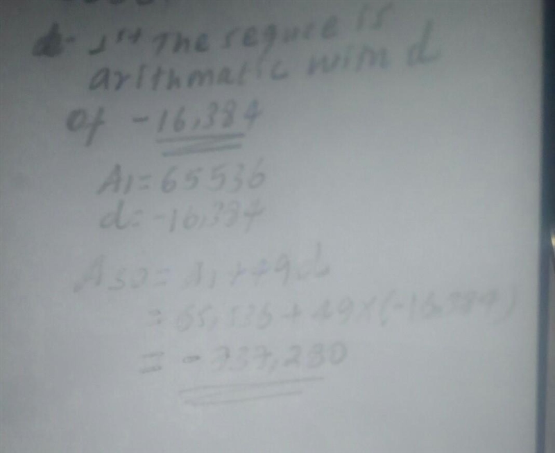 Find the 50th term of the sequence: 65536,49152,36846,27648-example-1