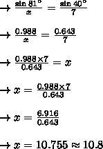 Find side x, giving your anwser to 1 decimal place-example-2