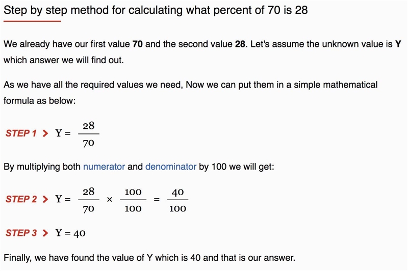 What percent of 70 is 28 step by step please if not its ok-example-1