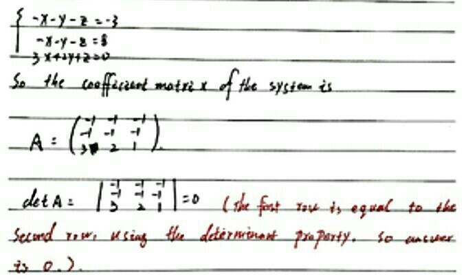 What is the determinant of the coefficient matrix of the system?-example-1