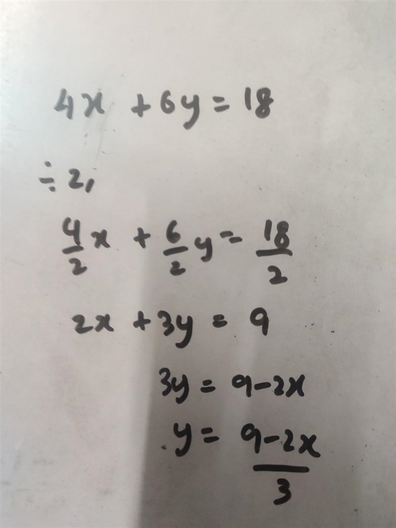 4x + 6y= 18 solve for y?​-example-1