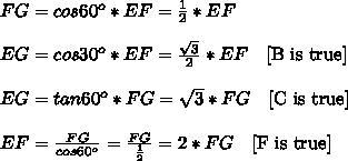 In A EFG, m/F = 3(m/G), and m/E= m/F - 30°. Find the measure of each angle.-example-1