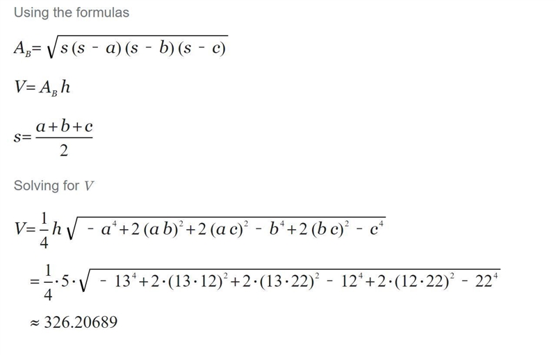 Find the volume of this prism: ) 13cm 12cm 22cm 5cm-example-1