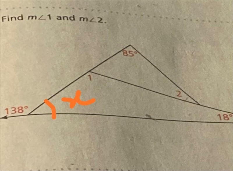 Find m angle 1 and m angle 2-example-1