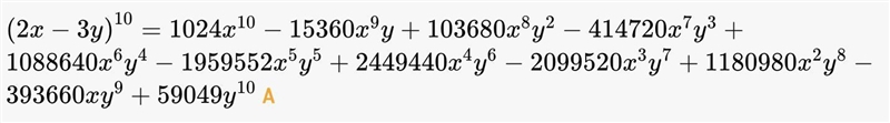 What is the coefficient of the x5y5-term in the binomial expansion of (2x – 3y)10?-example-1