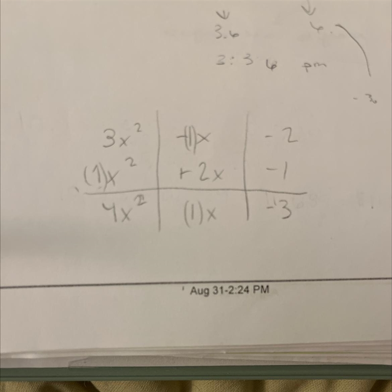 What is the sum of 3x² - x -2 and x² + 2x - 1?-example-1