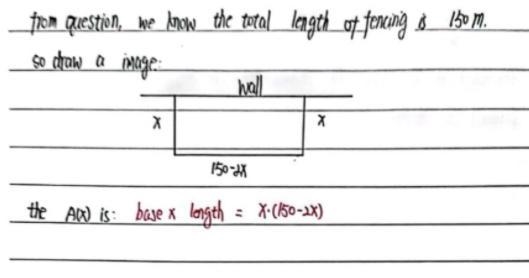 A rectangular schoolyard is to be fenced in using the wall of the school for one side-example-1