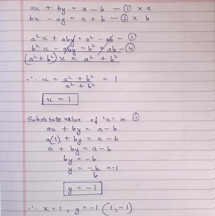 Ax + by = a - b bx - ay = a+ b by elimination ​-example-1