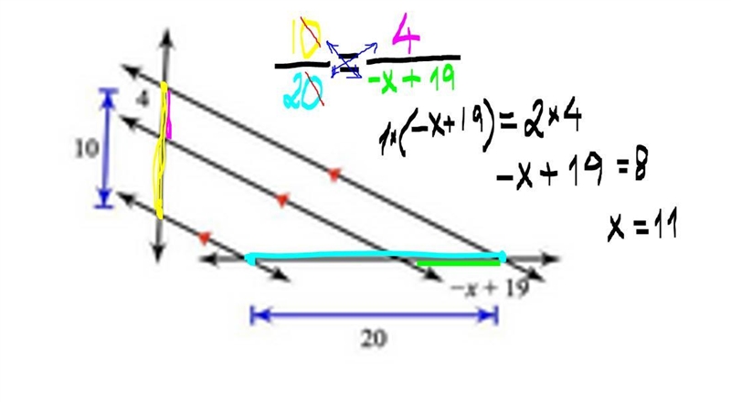 Please help. Parallel lines and proportional parts. Explanation would help.-example-1