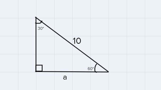 1. A 30-60-90 triangle has a hypotenuse of 10. Use trig (sine, cosine, or tangent-example-1