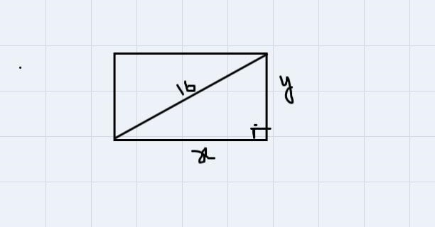 What is the greatest possible area of a rectangle with a diagonal of length 16 units-example-1