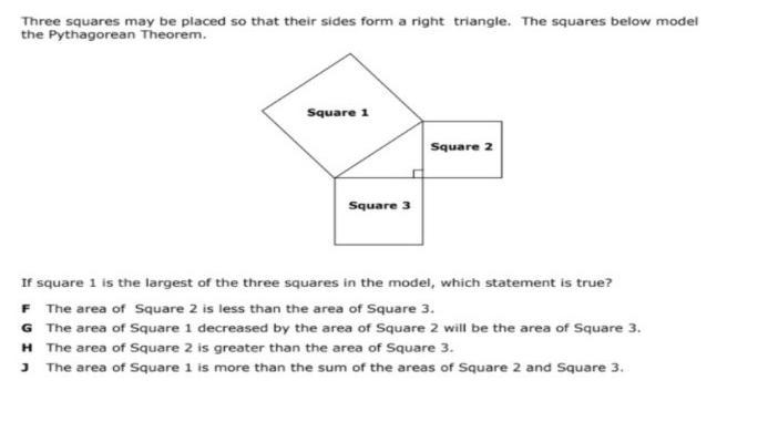 If square one is the largest of the three squares in the model,which statement is-example-1