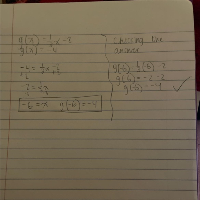 For g(x) = 1/3x – 2, find the value of x for which g(x) = -4​-example-1