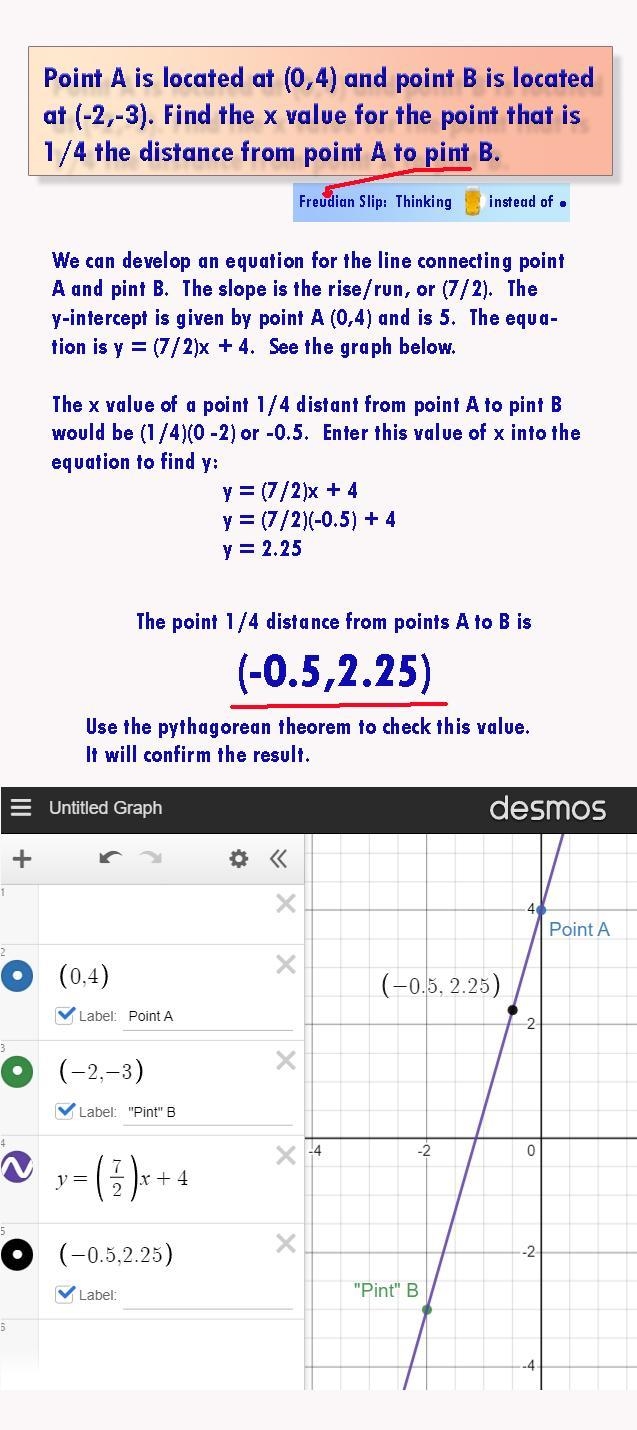 Point A is located at (0,4) and point B is located at (-2,-3). Find the x value for-example-1