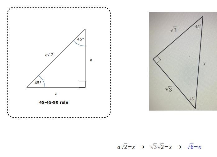 Find the length of side x in simplest radical form with a rational denominator.-example-1