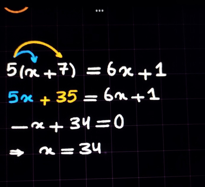 5(x+7) = 6x+1 what is X-example-1