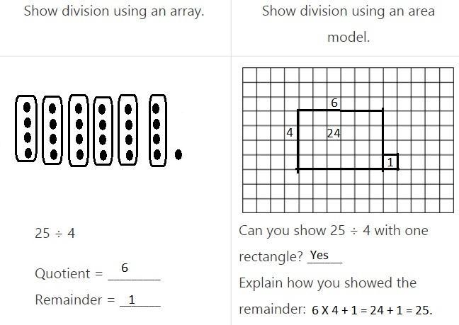 Show division using an area model. Can you show 24÷ 4 with one rectangle?​-example-1