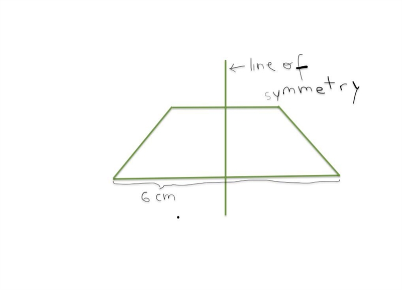 I need a trapezium with 1 line of symmetry with a base length of 6 cm-example-1