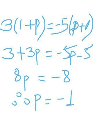 How to solve 3(1+p)=-5(p+1)-example-1