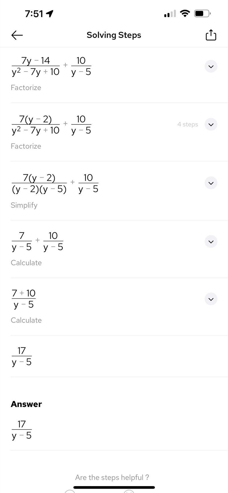 I can not factor the denominators on any online calculator so I'm unsure of how to-example-1