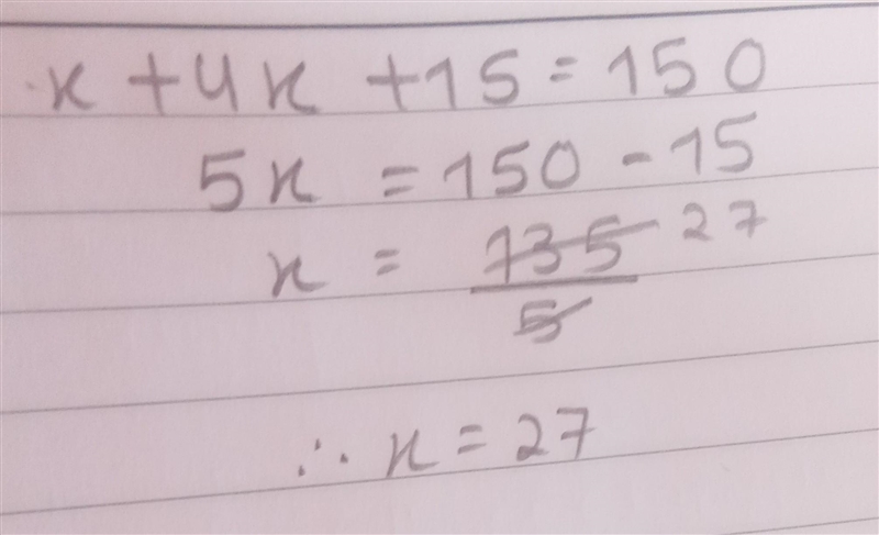 What is the value of x? * 150 Х 4x 15-example-1