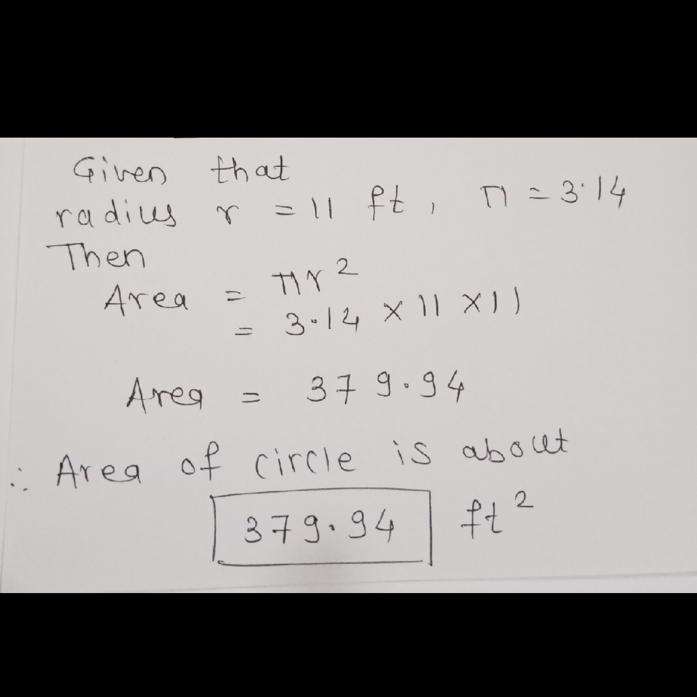 8.6.PS-8 Find the area of this circle. Use 3.14 for n. 3 ft . The area of the circle-example-1