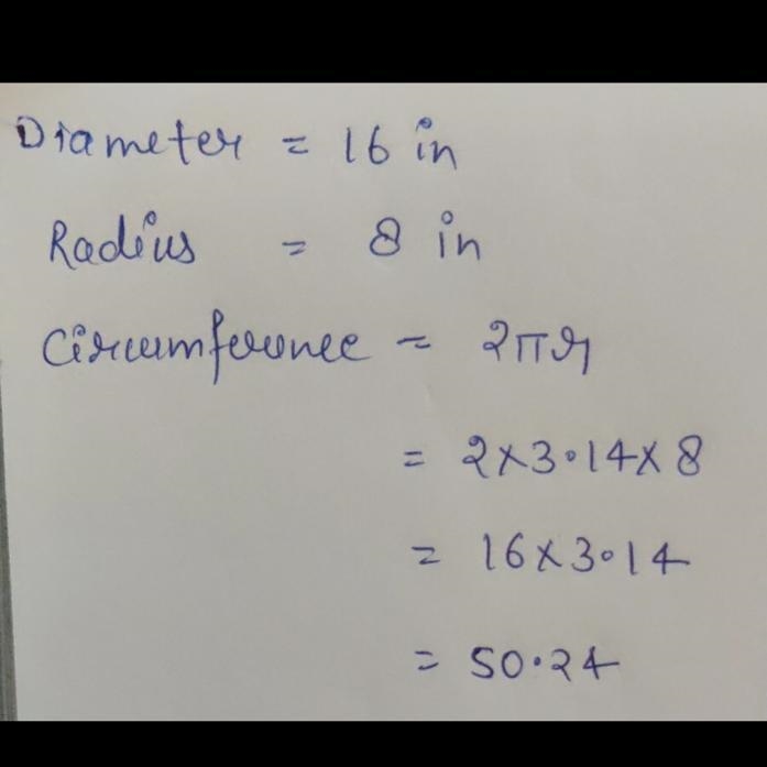 What's the circumference of a circle with a diameter of 16 inches-example-1