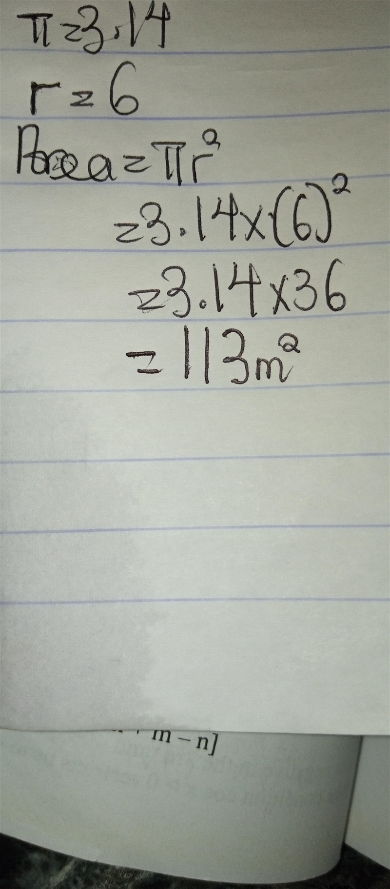 Find the area of the circle to the nearest tenth. Use 3.14 for π.-example-1