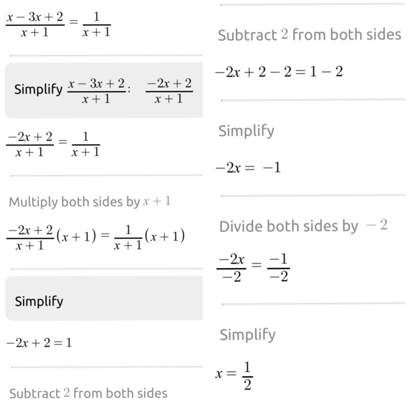 Solve for x X- 3x+2/x+1 = 1/x+1-example-1