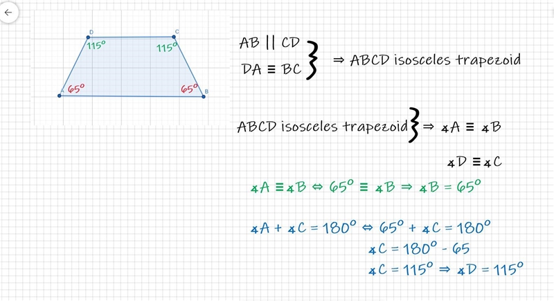 Find the measure of the numbered angles for the given Isosceles Trapezoid-example-1