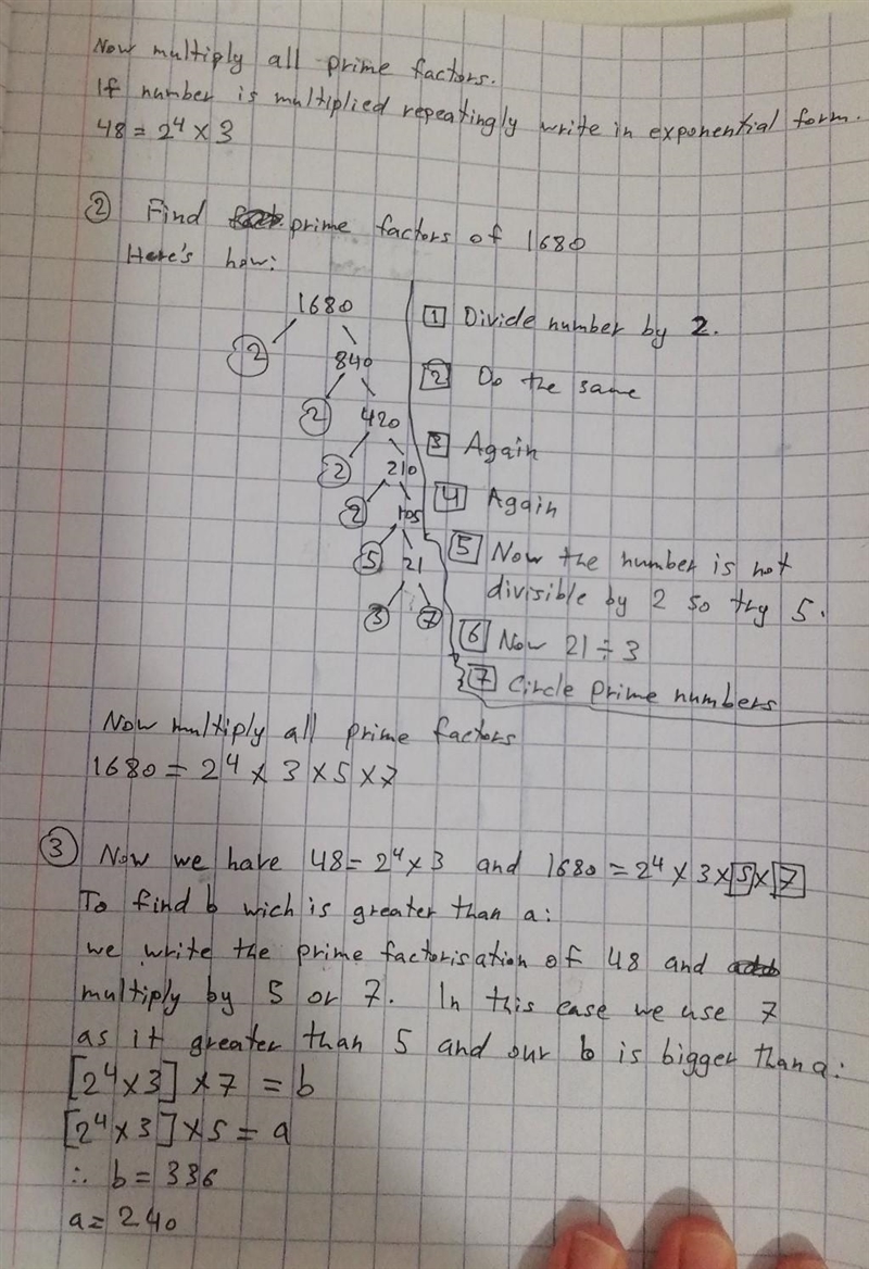 The Highest Common Factor of a and b is 48 and the Lowest Common Multiple is 1680. Given-example-2