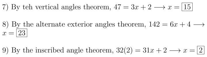 Geometry 7&8&9. Find the value of x.-example-1